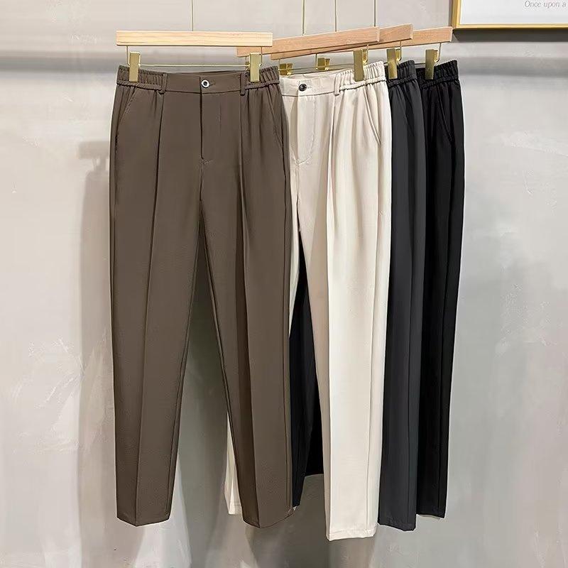 メンズ ズボン 春 秋 直筒 ゆったり カジュアルパンツ メンズ ファッション ブランド 垂感 細身 九分丈 スラックス