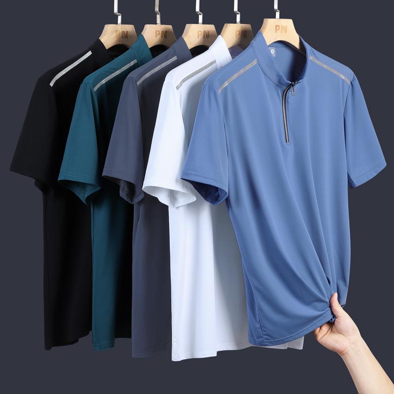 Tシャツ メンズ 速乾 半袖Tシャツ 夏物 トレンド韓流テイスト ストレッチ機能 運動ウェア ホワイト ブラック ネイビー系 群青系 青系 M L XL XXL XXXL 4XL 5XL