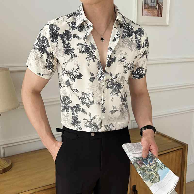 シャツ メンズ 短袖 花柄 レーヨン生地 軽量 薄手 カジュアル 春夏 Vacation Resort Wear Resort Fashion 2025