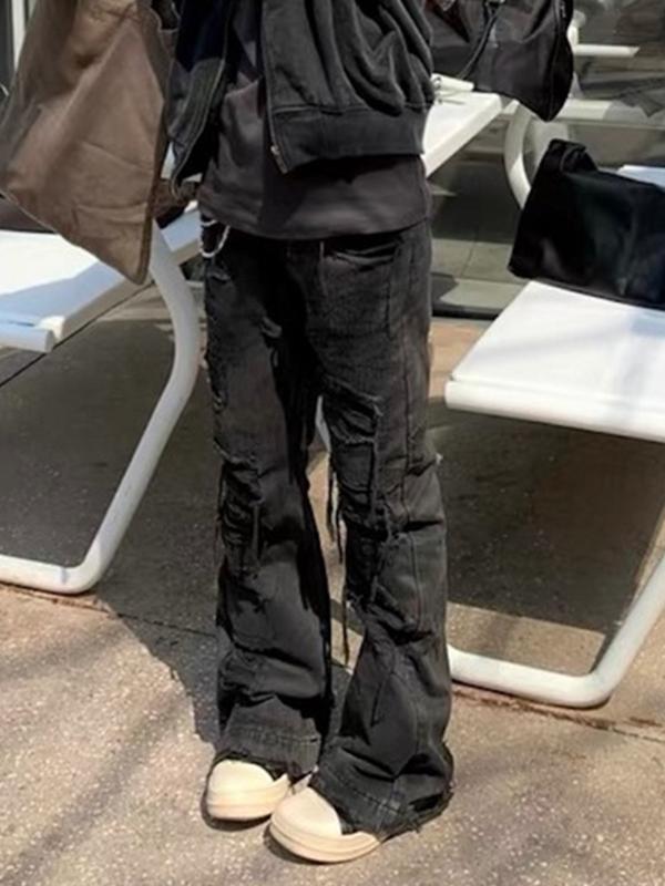 デニムパンツ メンズ 男性用 黒色 ブラック テーパードパンツ ストレートパンツ ワイドパンツ 裾広がりパンツ 100%綿 M L XL XXL