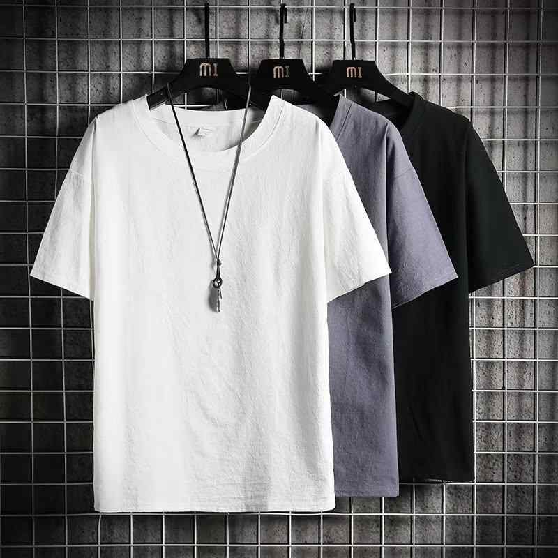 乐天商城 - Tシャツ メンズ 夏 綿麻 半袖 トップス 黒 白 カーキ 緑 青 灰色 M L XL XXL XXXL XXXXL XXXXXL