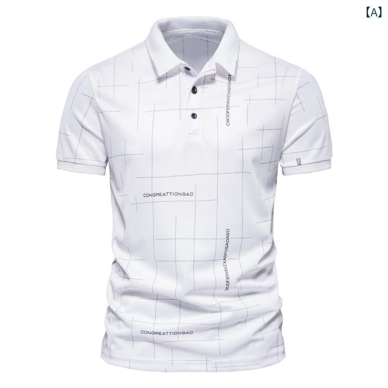 Rakuten - POLOシャツ メンズ 半袖 ロゴプリント カジュアル Tシャツ 春夏 黒 白