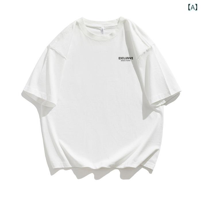 乐天商城 - 半袖の t シャツの 男性の 夏の 新型の 日本の ゆったり して いる 重 さの 5 分の 袖の スポーツ シャツは プリントの カップルの ファッションの 札を つなぎ 合わせます。
