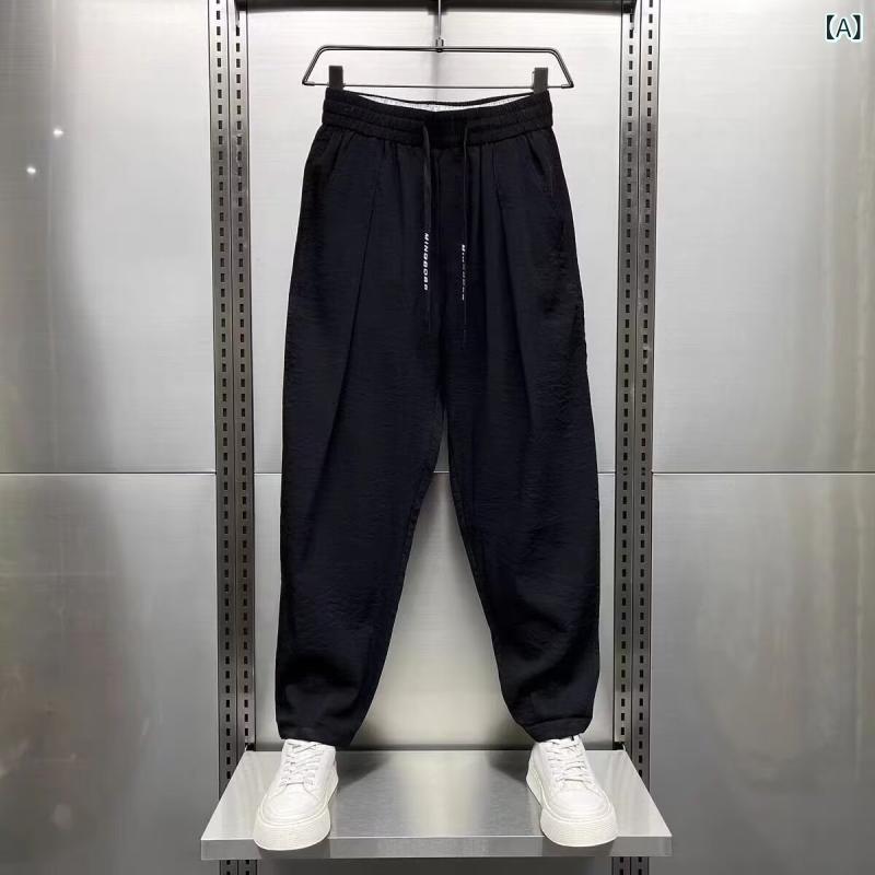 フォークBRのカジュアルパンツ メンズ 男性用 2025年春夏新作 薄手 通気性 快適 ゆったり 伸縮性あり 普段使い 日常使い アウトドア ブラック カーキ グリーン｜アングル2
