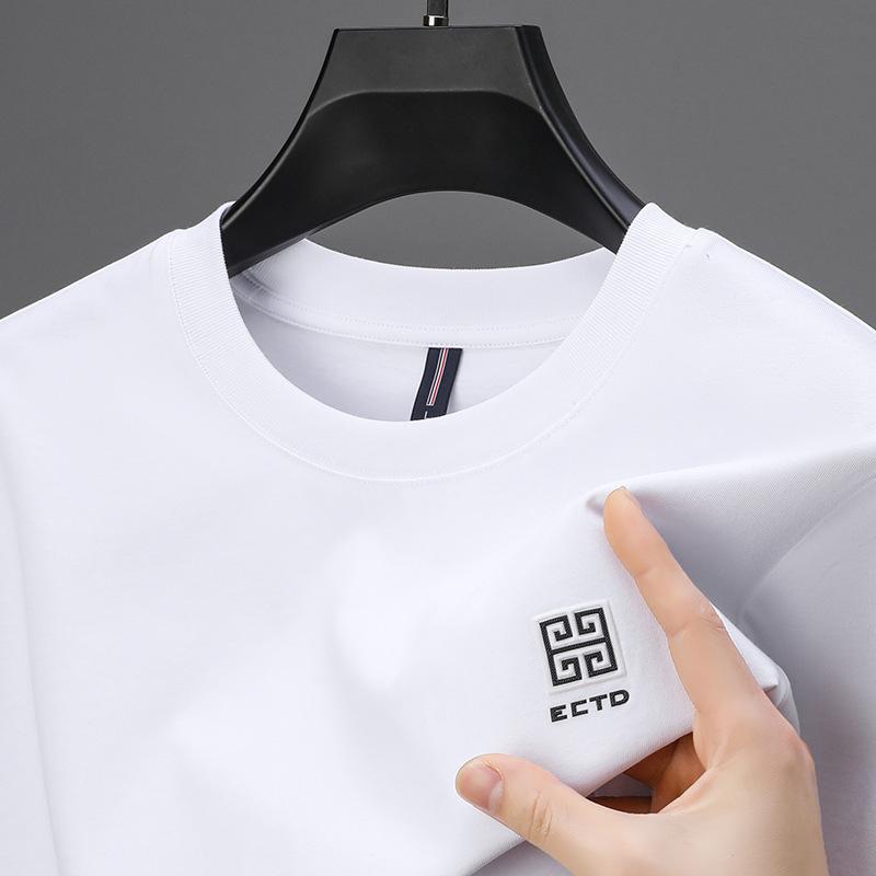 Tシャツ メンズ 春夏 薄手 綿100% 吸湿速乾 ロゴプリント カジュアル 半袖 丸首 M L XL 2XL 3XL 黒 青 白 黒 茶