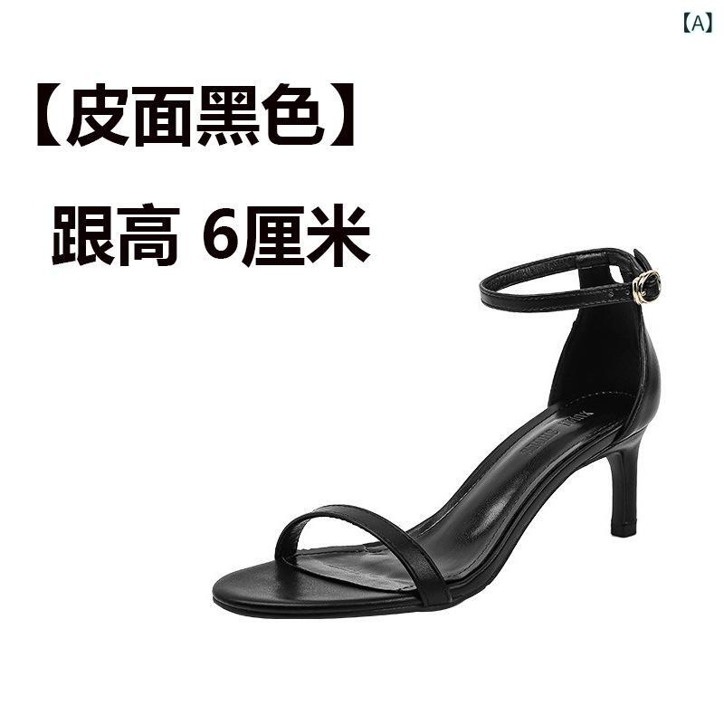 女性 用 ハイヒール サンダル、 スティレットヒール、 新しい 気質、 韓国 版、 フランス スタイル、 2025 夏、 ワンラインストラップ、 ハイヒール、 工場 直販