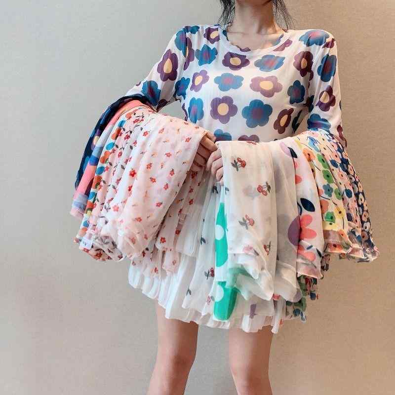 トップス 接触冷感 夏用 長袖 花柄 Tシャツ レディース 通気性 伸縮性 綿混 白系 かわいい