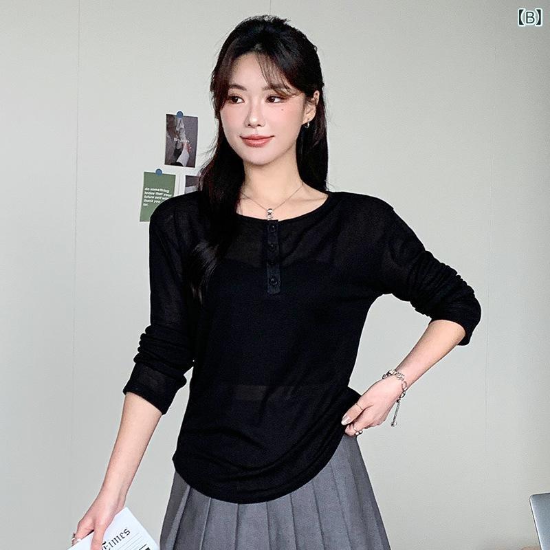オリジナルの ライゼルの シルクの 薄い タイプの 薄い 透き通った ブラウスの 女性の 夏の半 開襟の 長袖の t シャツの 日焼け 止めの 底の 上着 2