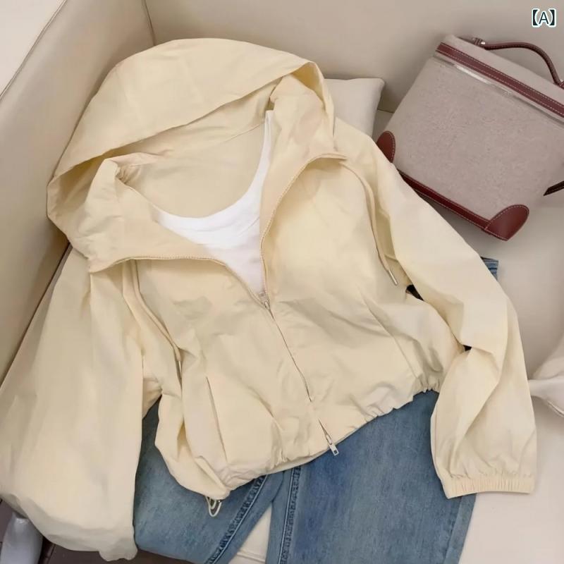 2025 春 夏 新作 韓国 版 薄手 純 色 日焼け 止め 服 ショート コート
