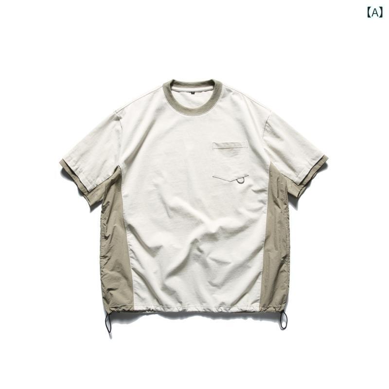 Crowd city 山系 アウトドアデザインセンススポーツ t シャツ メンズ ゆったり 半袖 机 能 风夏 t シャツ y 428