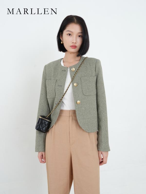 粗花呢外套 女 清新甜美 短款 春季 减龄 灰色