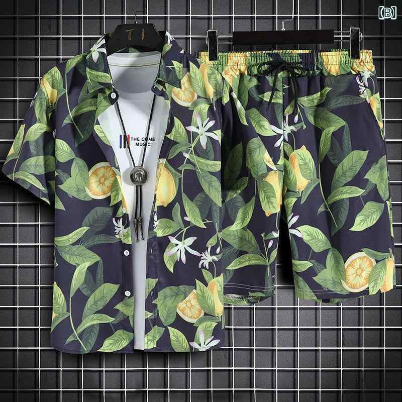 ハワイの リゾート ビーチ 服 男性の ファッションの カジュアル スーツ 男性の 半...