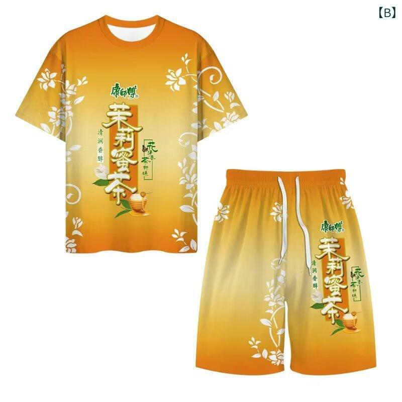 フォークBRのパジャマ セットアップ メンズTシャツ 五分袖パンツ 部屋着 カジュアル 夏物｜アングル2