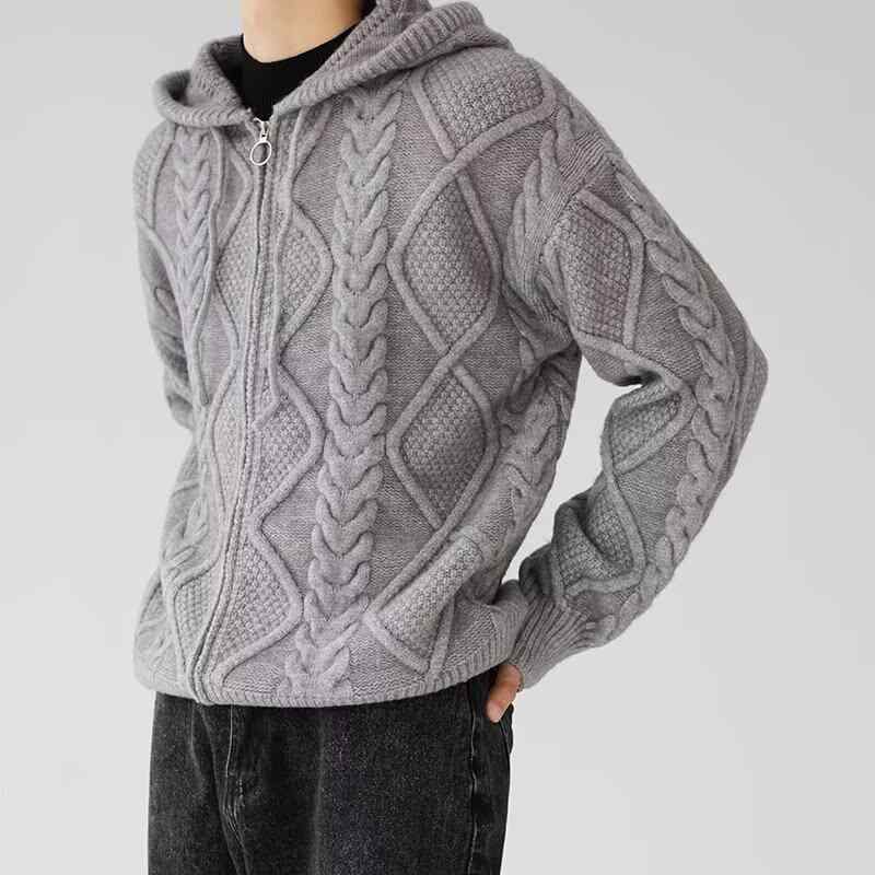 乐天商城 - アウター ニット帽 メンズ 秋冬 ゆったり 保温 ニットセーター ジャケット 紳士用 トップス カジュアル おしゃれ ファッション 防寒