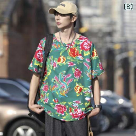 メンズカジュアルセットアップ 中国風 民族衣装 Tシャツ 短パン 上下セット 春夏 M...