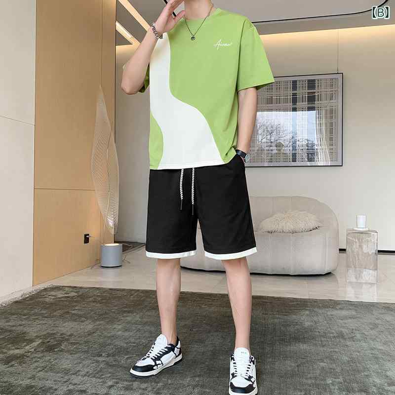 メンズ 半袖 Tシャツ ハーフパンツ セットアップ 夏 カジュアル 普段使い 涼しい ...