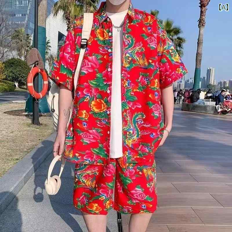 フォークBRのシャツ セットアップ メンズ 5分袖 快適 カジュアル 夏唐装 復古風 XL 2XL 3XL｜アングル2