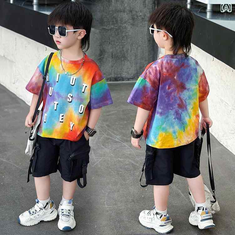 男の子の 夏服は 半袖 t シャツ セット 2025の 新型の ごろつきを 染めます。