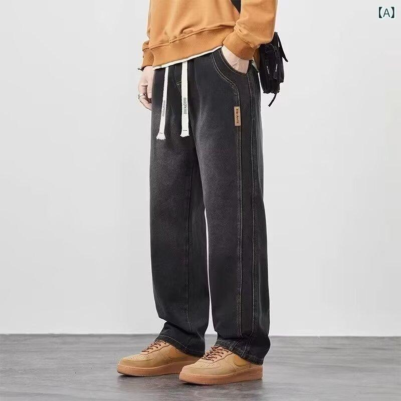 外国 貿易の 新型の ゆったり した ストレート ジーンズ 春と 秋の 男性の 広い 足の カジュアルな アメリカの 工 装の 長い ズボンの 男性