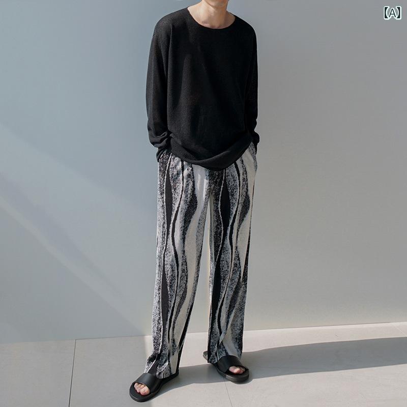 韓国 系 男女同 タイプの しわ ストレート パンツが ゆったり して います。