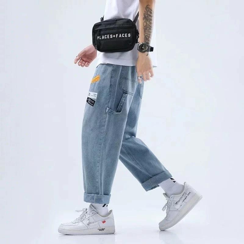"メンズ ジーンズ ストレートパンツ 細身パンツ カジュアルパンツ 薄手パンツ 9分丈パンツ 春夏用パンツ 春夏用ズボン 男性用 ストレートデニムパンツ 男性用パンツ 普段使い用パンツ カジュアルパンツ 男性用 ズボン 薄手 9分丈 ストレートパンツ ズ