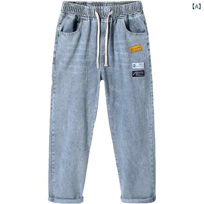 "メンズ ジーンズ ストレートパンツ 細身パンツ カジュアルパンツ 薄手パンツ 9分丈パンツ 春夏用パンツ 春夏用ズボン 男性用 ストレートデニムパンツ 男性用パンツ 普段使い用パンツ カジュアルパンツ 男性用 ズボン 薄手 9分丈 ストレートパンツ ズ 2