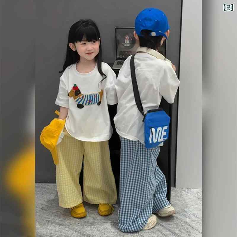 韓 範 痞帥 男児 夏 新作 スーツ 女の子 ファッション 半袖 t シャツ タオル 刺繍 ...