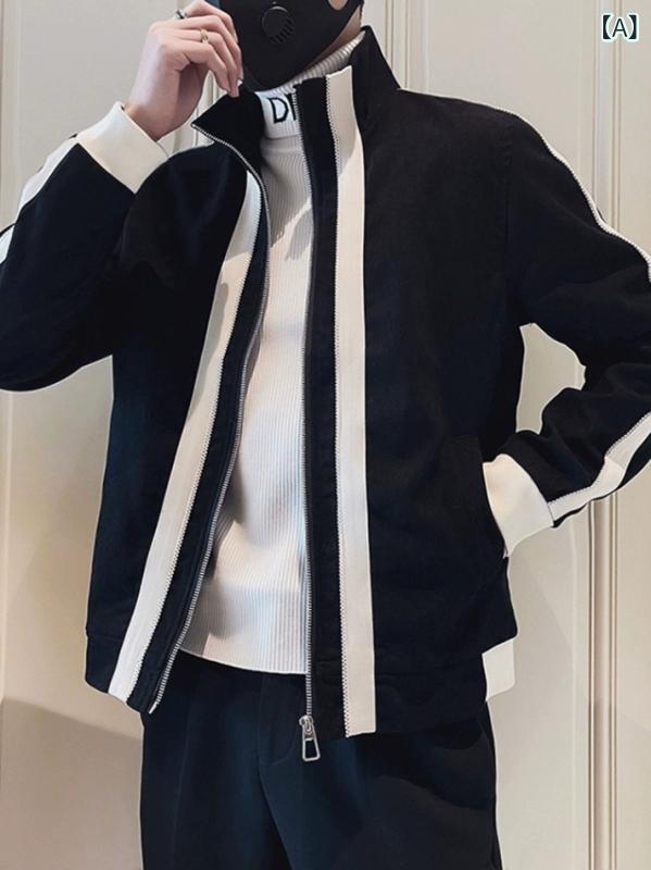 立 襟 スポーツ コート 男 2024 秋の 新作は 色の 上着の カーディガンの 韓国 版 青年 カップルの ジャケットに ぶつかります。