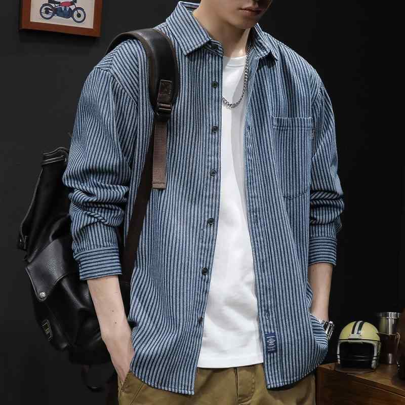 メンズ ストライプ 長袖シャツ カジュアルシャツ 春秋 男性 トップス 綿素材 おしゃれ きれいめ ファッション 紳士服