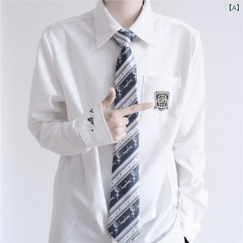 崎 川 オリジナル デザイン jk / dk 制服 男性 長袖 シャツ クール かっこいい 黒金 刺繍 黒白 上着