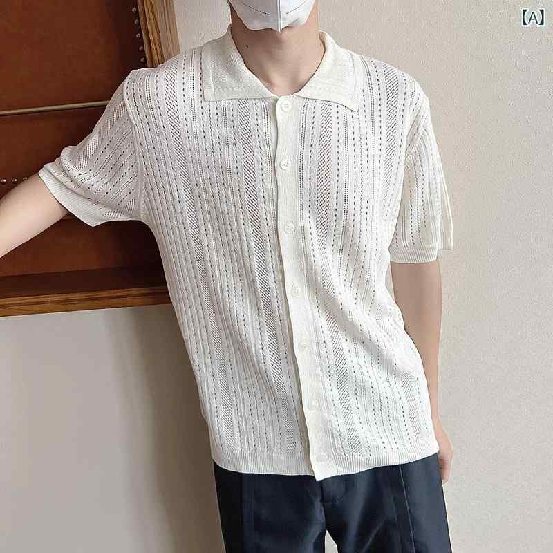 韓国 版 INS 透かし 彫り 半袖 男性 禁欲...の商品画像
