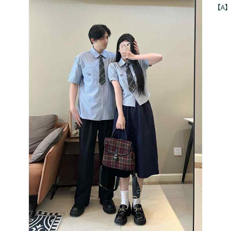 商品番号: 25907袖丈: 七分袖パターン: ストライプ生地名: ポリエステル主な生地構成: ポリエステル（ポリエステル繊維）発売年・発売時期: 2025年夏色: 女性用シャツ+ネクタイ,メンズシャツ+ネクタイ,女性のスカートサイズ: S,M,L,XL,2XL,3XLスタイルタイプ: 気質の通勤主な生地成分の含有量: 95%以上スタイル: 通勤スタイルクロスボーダースタイルタイプ: 快適でカジュアルスリーブタイプ: レギュラースリーブ国境を越えた供給かどうか: はい職人技: コラージュ/スプライシング主な下流販売エリア1: ヨーロッパとアメリカ主な下流販売エリア2: 東南アジア
