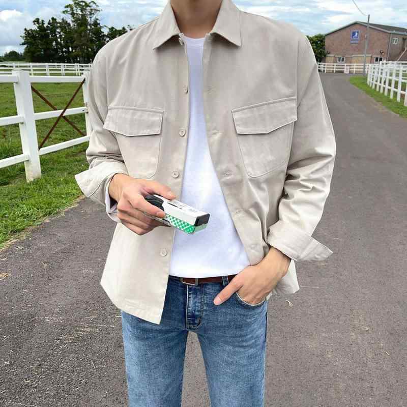 メンズ アウター ジャケット カジュアルジャケット 長袖 翻襟 ゆったり おしゃれ 春秋 ファッション 普段使い アウトドアウェア カーキ グレー 紺