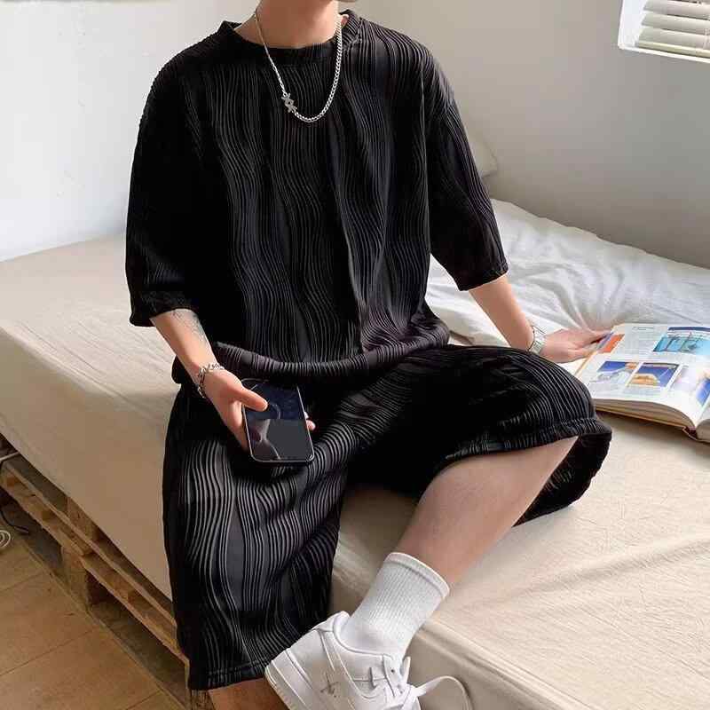 メンズ Tシャツ 短袖 セットアップ 薄手 宽松 運動套装 夏 春夏 休闲