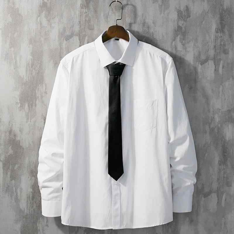 シャツ メンズ 長袖 韩版 宽松 学院风 休闲 学生 保暖 上衣 制服