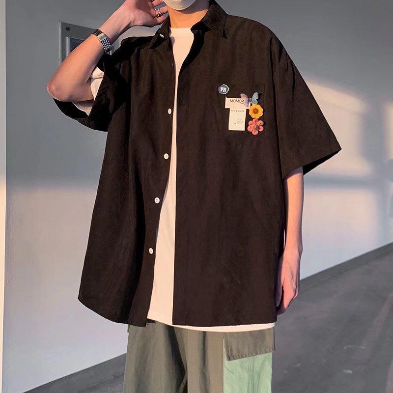 シャツ メンズ ゆったり 五分袖 カジュアル ポケット装飾 韓国風 春夏 涼しい おしゃれ ファッション トップス 男性用 紳士服