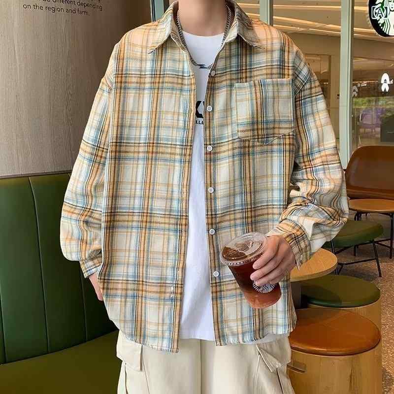 フォークBRのシャツ メンズ 春秋 格子柄 薄手 ゆったり アウター カジュアル おしゃれ 長袖 男性用｜アングル2