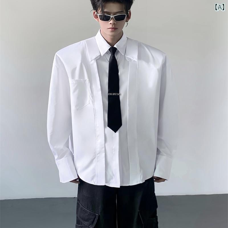 フォークBRのメンズ シャツ 春秋 カジュアルシャツ 上品 高級感 長袖シャツ 無地シャツ 軽量シャツ シンプルシャツ ゆったりシャツ おしゃれシャツ 大人カジュアルシャツ｜アングル2