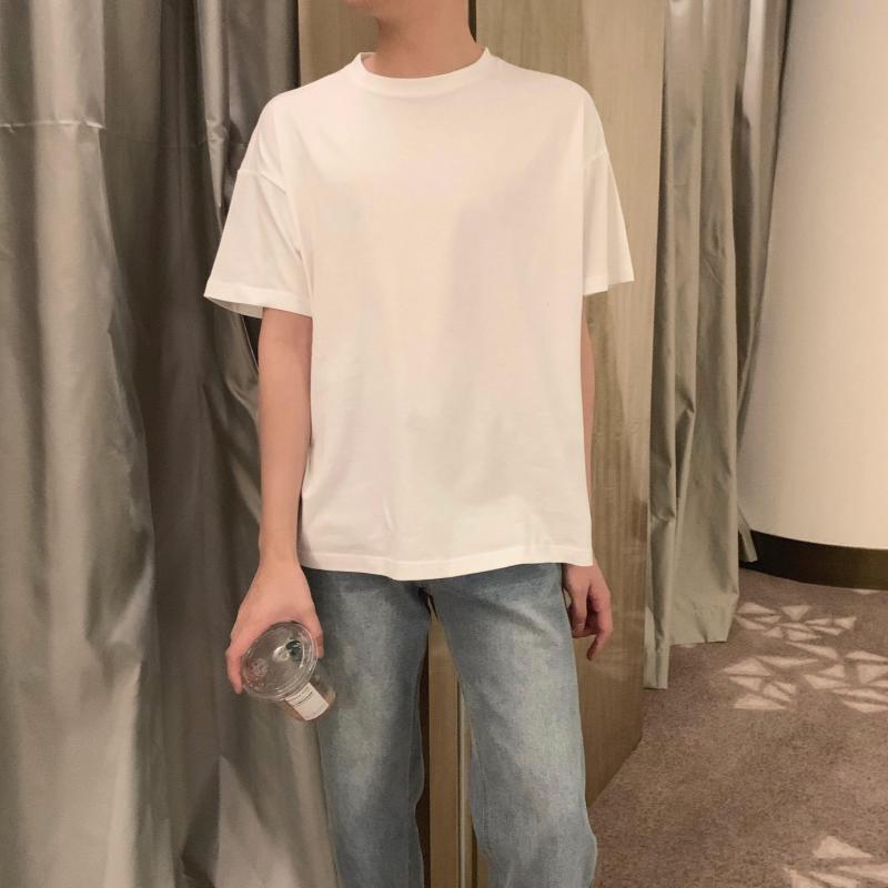 Tシャツ メンズ 白色 無地 半袖Tシャツ 夏服 ゆったり 吸湿速乾 通気性 綿100% カジュアル ファッション
