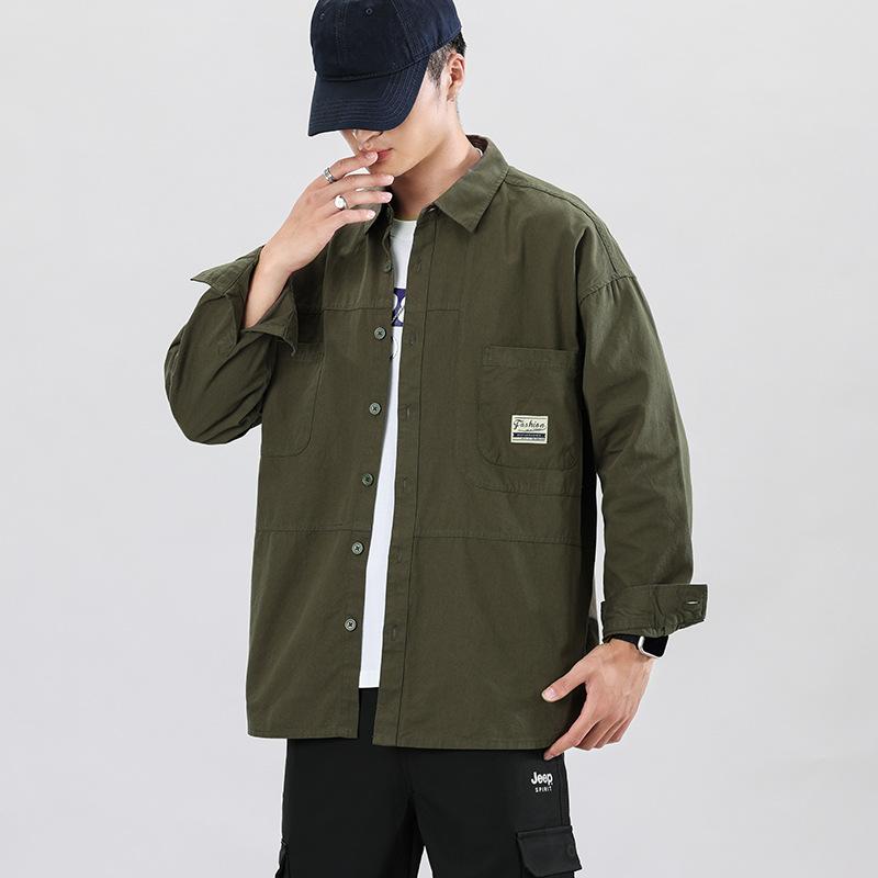 Order Shirts - トップス カジュアルシャツ メンズ 長袖 紳士用 純色 綿100% 秋季 カジュアルウェア スタイリッシュ ファッション 紳士服 上衣