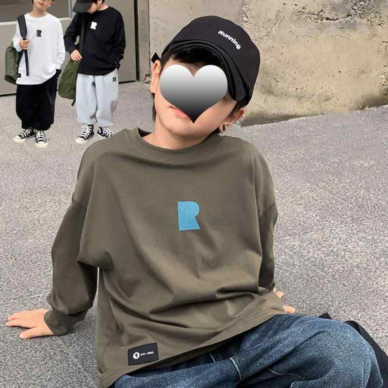 秋 長袖Tシャツ 男の子 綿 コットン 普段使い アウトドア カジュアル 紺 黒 白 120cm 130cm 140cm 150cm 160cm 170cm