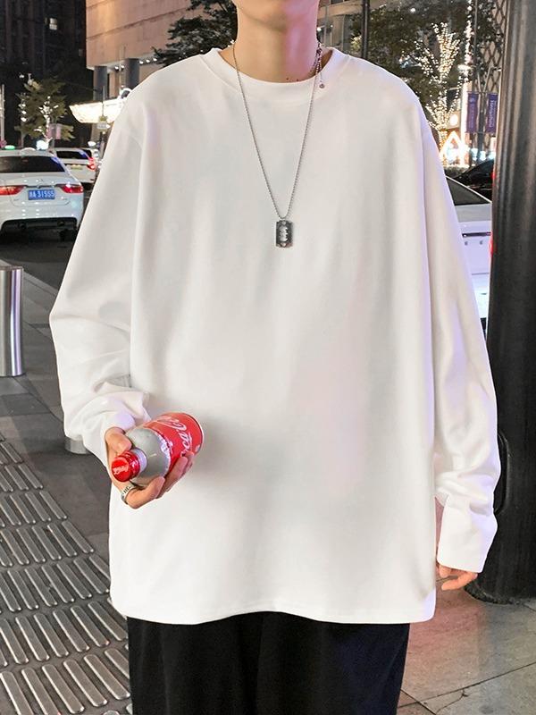 樂天商城 - トップス メンズ 長袖Tシャツ カジュアル 無地 インナーシャツ 男性用 春秋 冬 ブラック ホワイト コーヒー 深灰 M L XL 2XL 3XL 4XL 5XL
