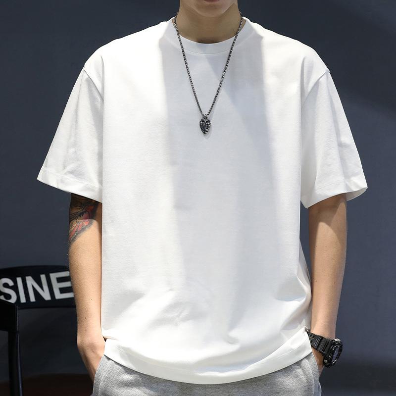 Tシャツ メンズ 無地 綿100% 重ね着 ゆったり 潮牌 丸首 白色 インナー 男性用 トップス