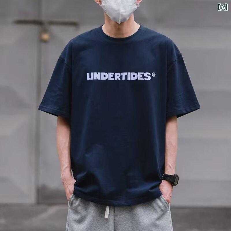 Tシャツ メンズ 男性用 camisetas estilo retro americano algodão puro manga curta marca de tendência base versátil tamanho grande gola red