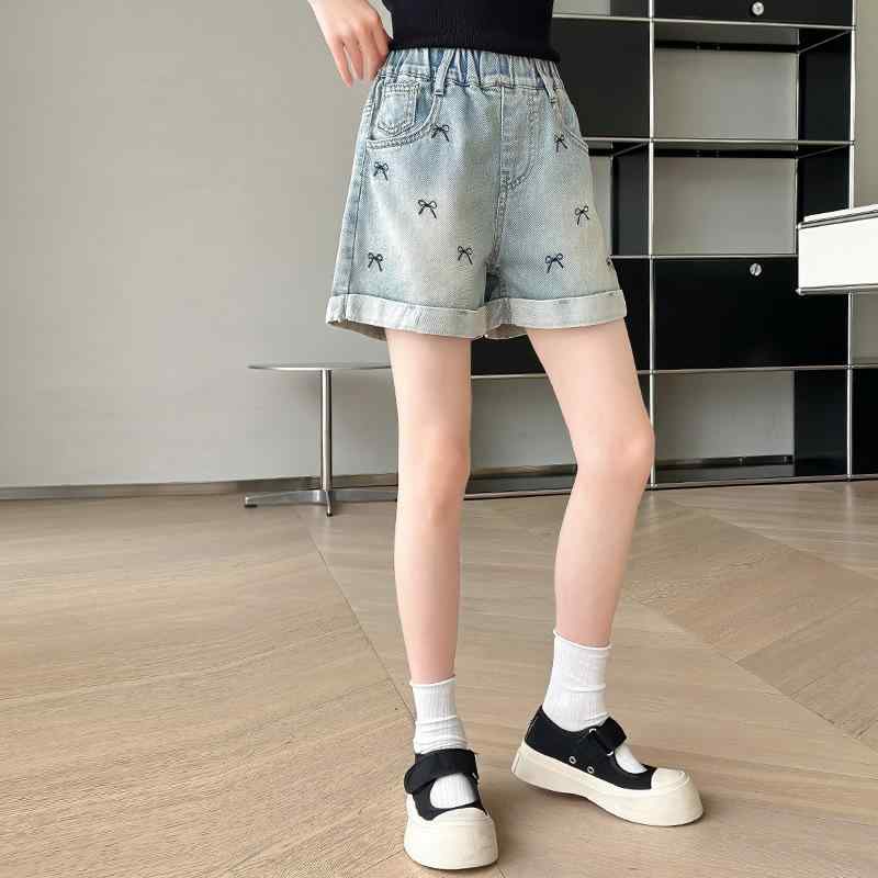 子供服 デニムショートパンツ 女の子用 夏 薄手 カジュアルパンツ 快適 柔らかい 綿素材 通年着用可能 120-170cm