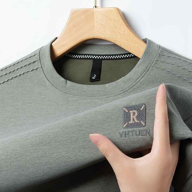 トップス メンズ 長袖Tシャツ 衛衣 ロゴ刺繍 カジュアル 春秋 ブラック グレー カーキ ブルー 西瓜红