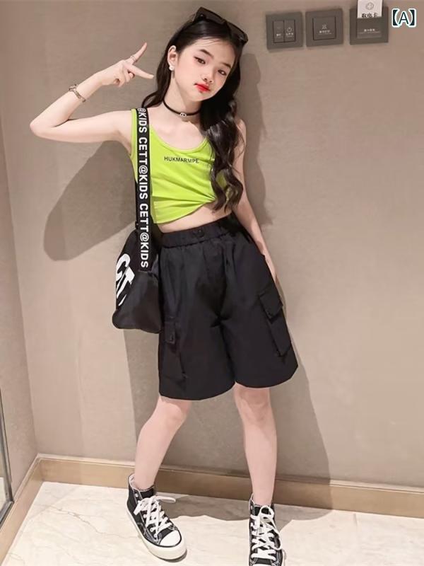 乐天商城 - 女の子 パンツ 夏 薄い カジュアル パンツ 卸売 新しい 女の子 ストリート パンツ 中学生 夏の 五 分 オーバー オール