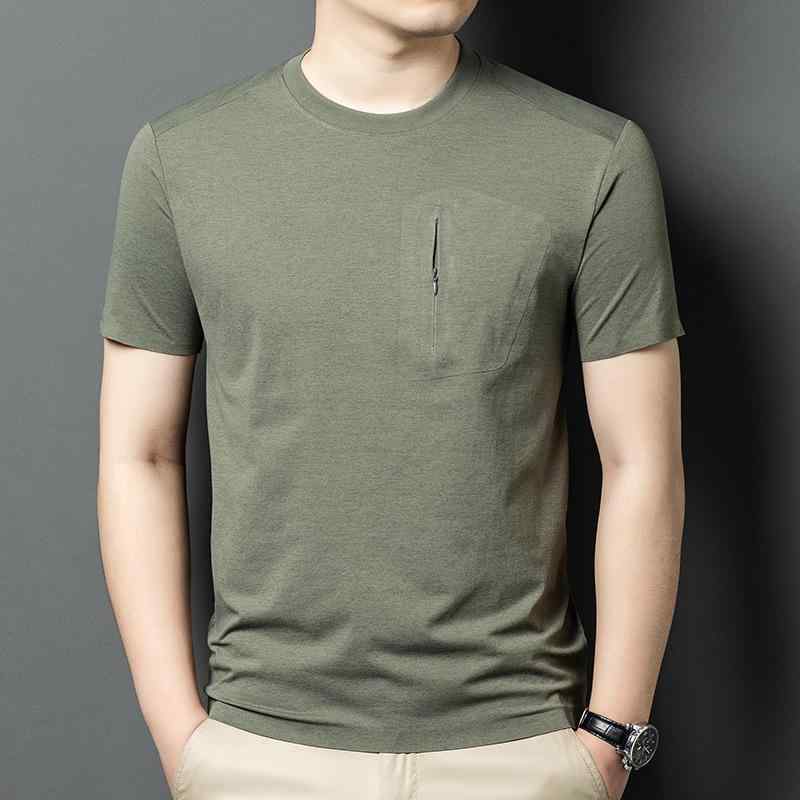 乐天商城 - トップス Tシャツ メンズ 半袖 丸首 夏物 夏服 アイスシルク素材 接触冷感 軽量 速乾 通気性 カジュアル おしゃれ ビジネス シンプル 無地 男性用 紳士服 ファッション 快適 涼しい 爽やか