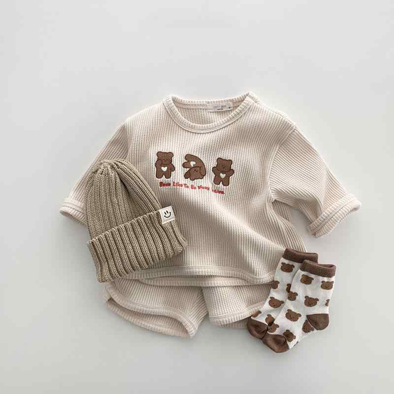 ベビー服 セットアップ 春秋 長袖Tシャツ+ハーフパンツ 2点セット かわいい キャラクター カジュアル 男女兼用 男の子 女の子 90cm 100cm 80cm