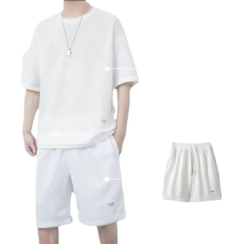 トレーニングウェア メンズ 夏 アイスシルク 通気性 半袖 Tシャツ ハーフパンツ 2点セットアップ カジュアルウェア